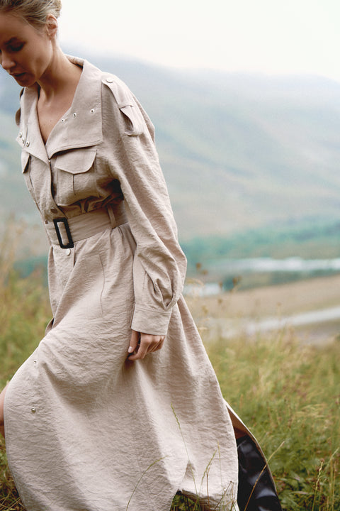 TEONA long trench coat, beige