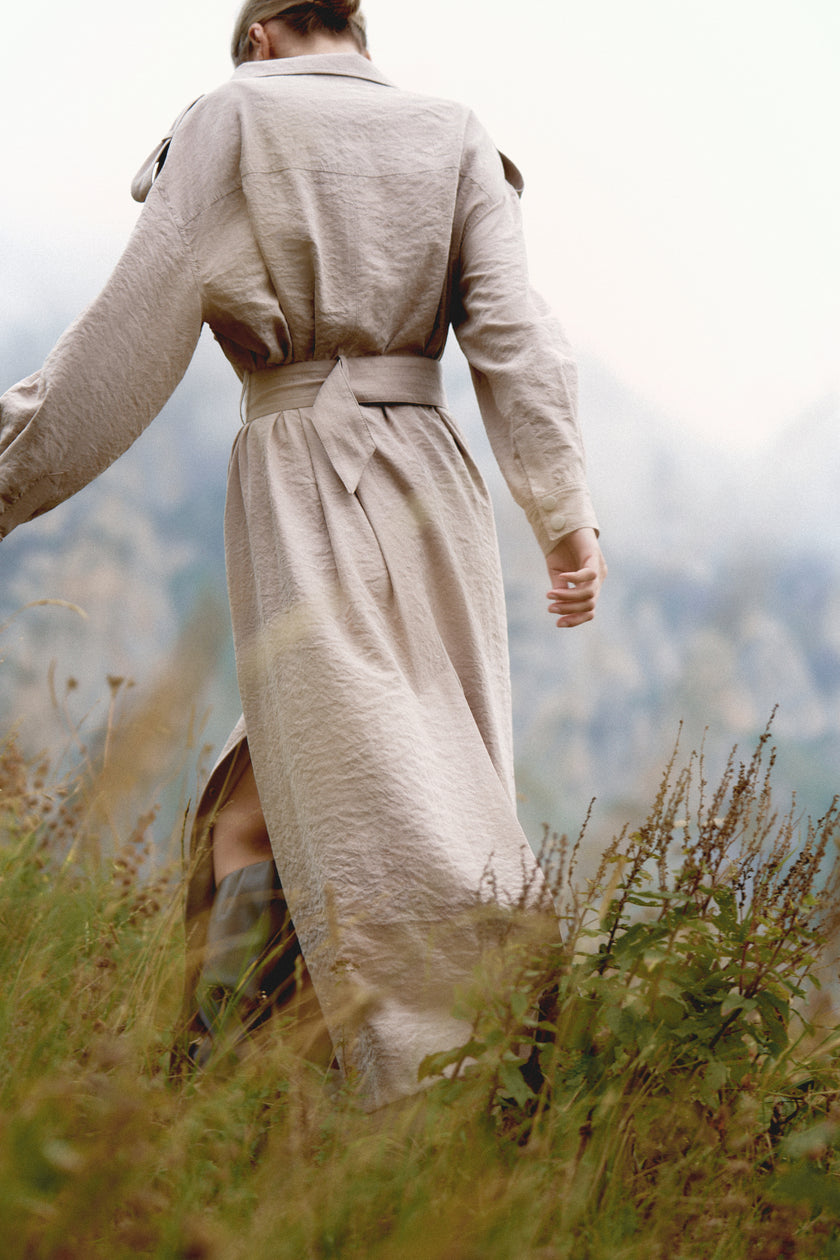 TEONA long trench coat, beige