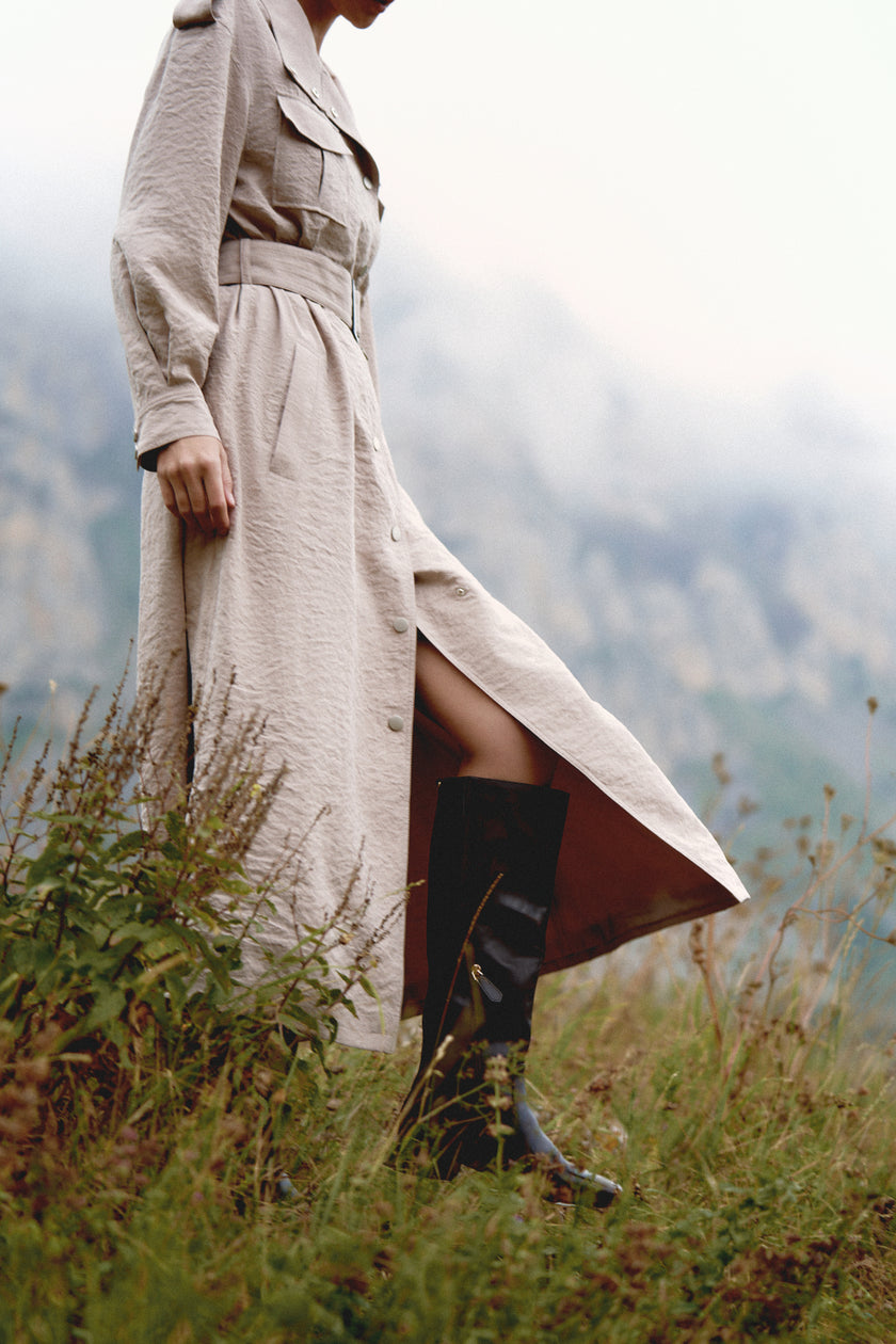 TEONA long trench coat, beige