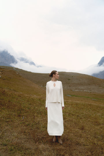 ALESSANDRA wool cashmere skirt, milk