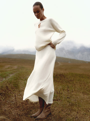 ALESSANDRA wool cashmere skirt, milk