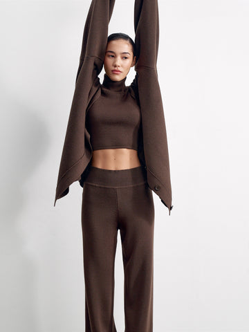 AMUSE cropped turtleneck top, chocolate