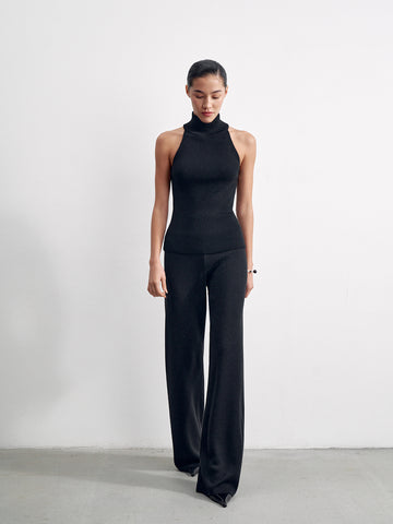 Andrea relaxed fit pants with elastic waist, black