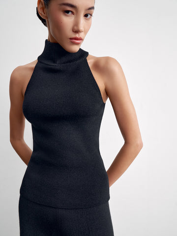 AMUSE sleeveless turtleneck top, black
