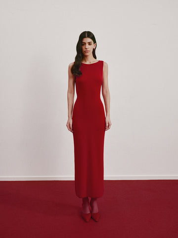 LOTTA open-back dress, red