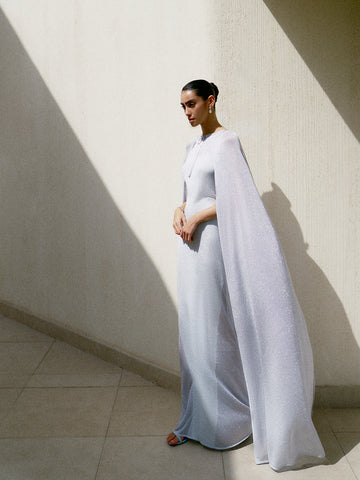 CAROLINE lurex cape, blue
