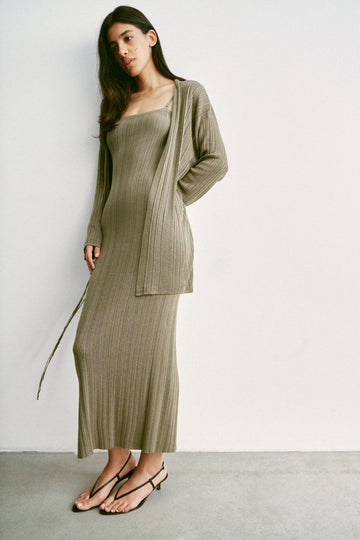 BALI sheer belted cardigan, khaki