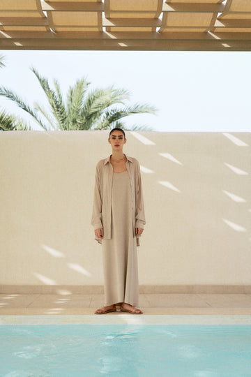 UMIDA thin-strap slip dress, beige