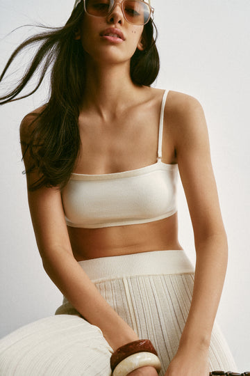 BALI bandeau top with removable straps, milk