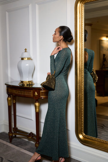 TAJ lace-knit dress, emerald