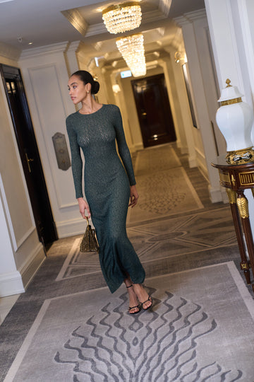 TAJ lace-knit dress, emerald