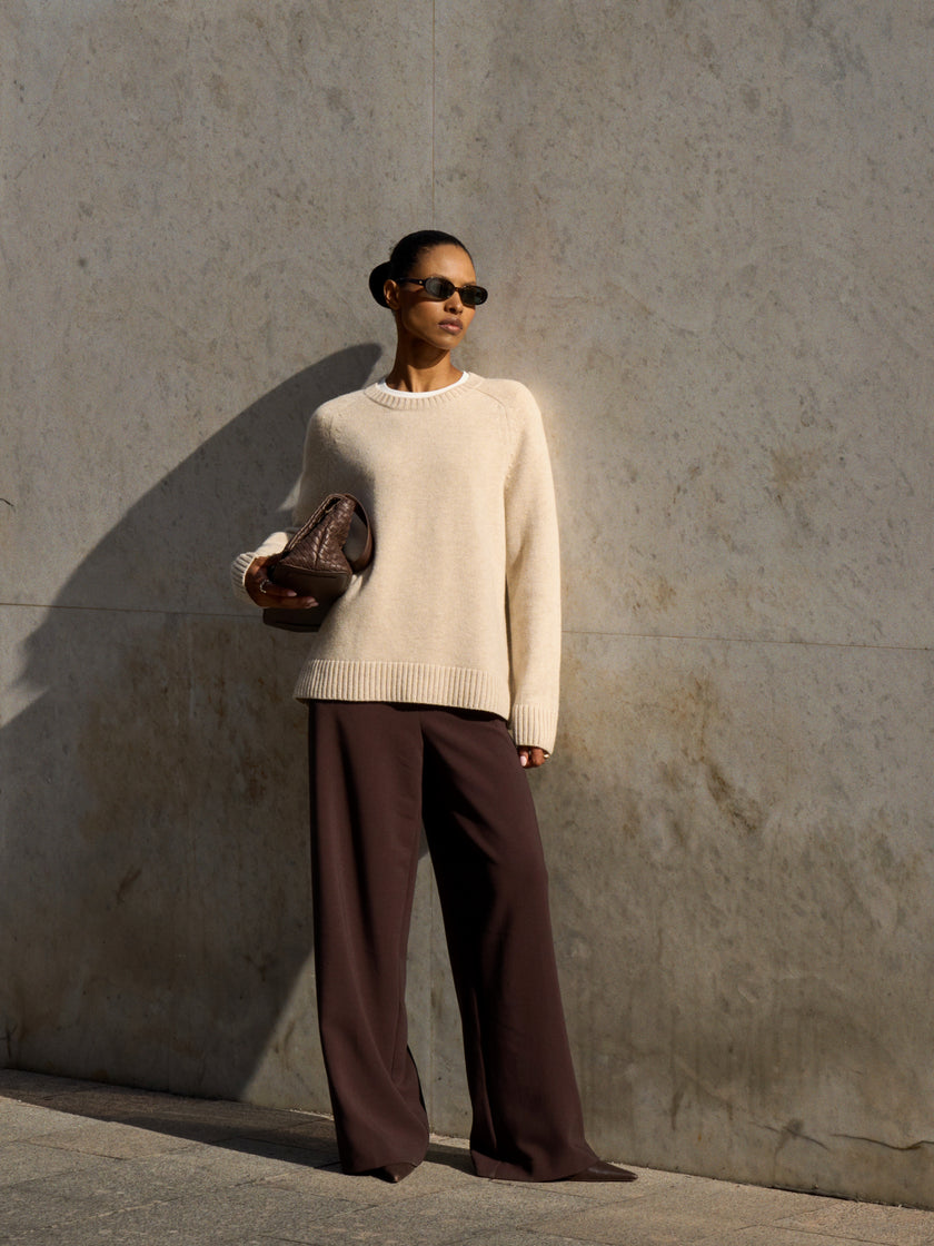 AMANDA basic sweater, beige