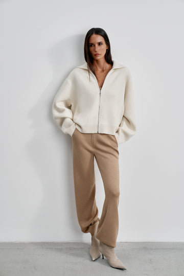 DEEMA merino cashmere bomber, milk