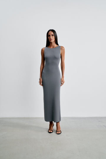LOTTA open-back dress, graphite