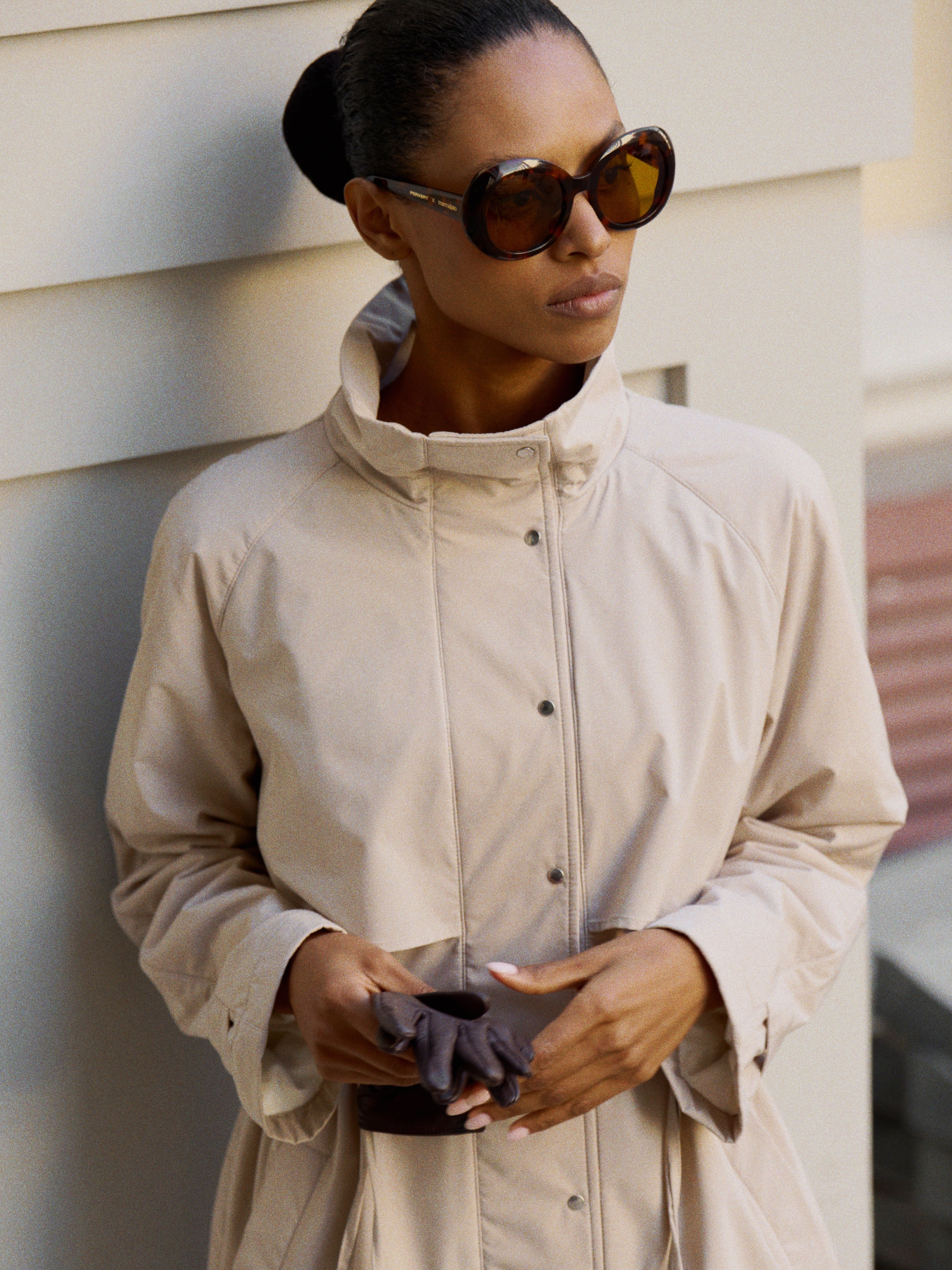 SASHA Drawstring-Waist Windbreaker, light beige