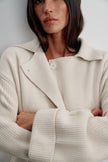 SAHAR oversized merino wool knit coat, pearl
