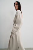 SAHAR oversized merino wool knit coat, pearl