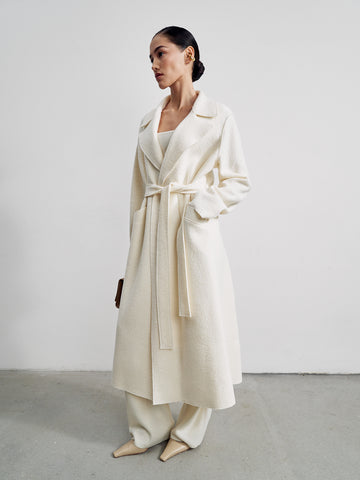 CORSO longline belted coat, white