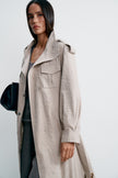 TEONA long safari-style cupro trench, beige