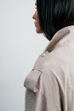 TEONA long safari-style cupro trench, beige