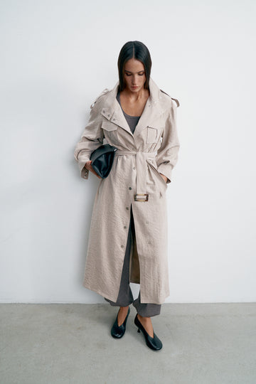 TEONA long safari trench, beige