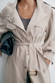 TEONA long safari-style cupro trench, beige