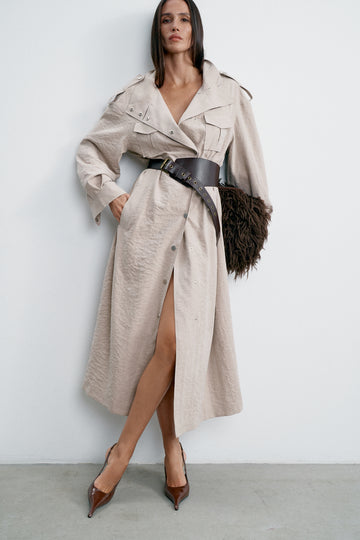 TEONA long safari trench, beige