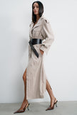 TEONA long safari-style cupro trench, beige