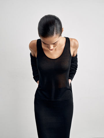 ESTELLE sheer lurex top, black