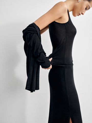 ESTELLE sheer lurex top, black