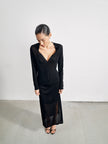 ESTELLE viscose lurex with side slits knit skirt, black
