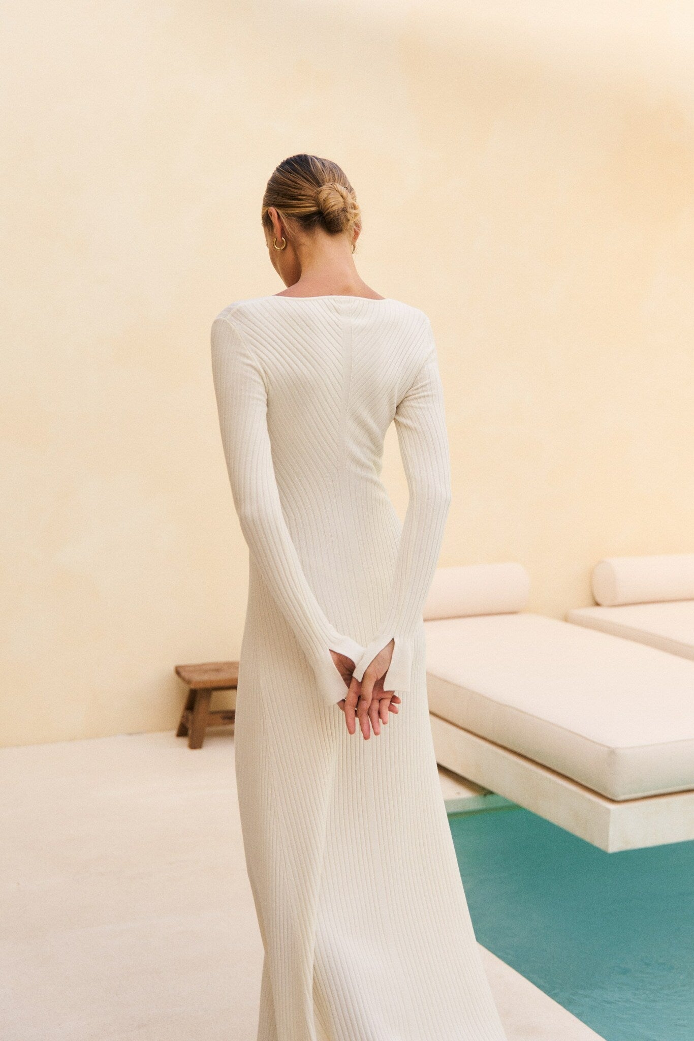 NORA long sleeve dress, ivory