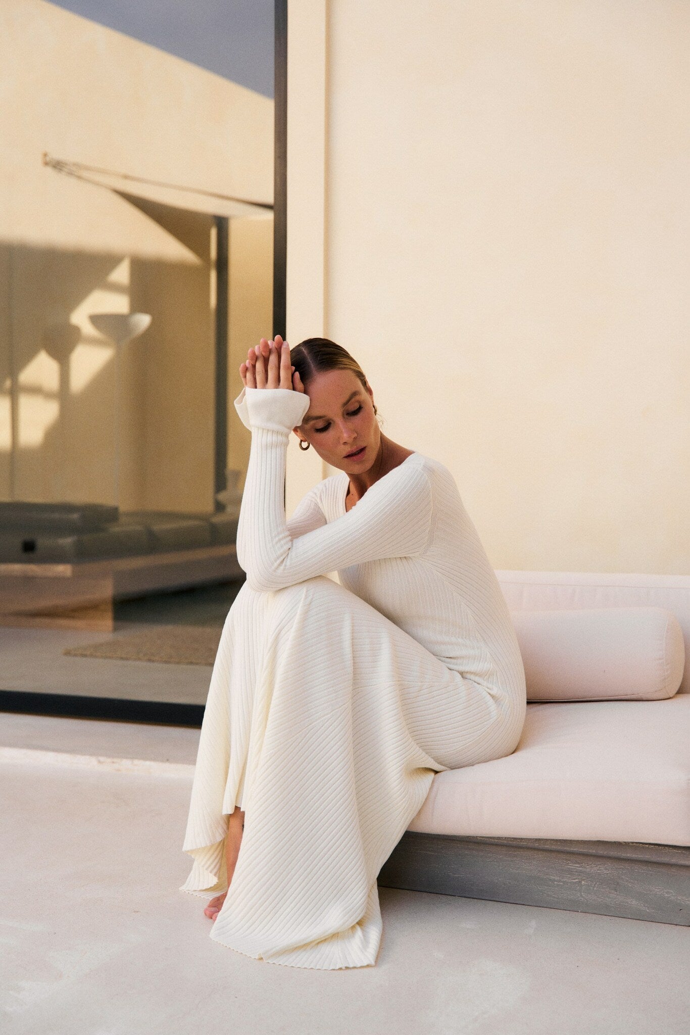 NORA long sleeve dress, ivory