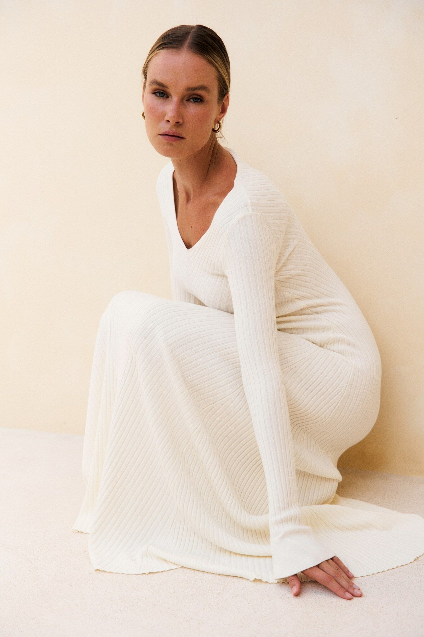 NORA long sleeve dress, ivory
