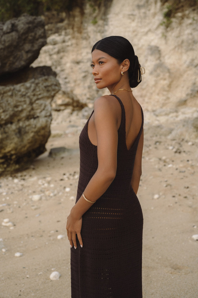 YASMEEN dress, dark chocolate