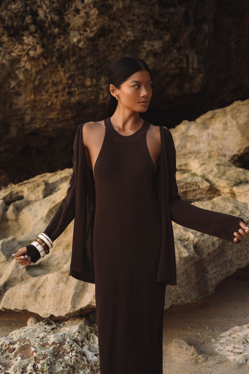 KHAYAL dress, dark chocolate