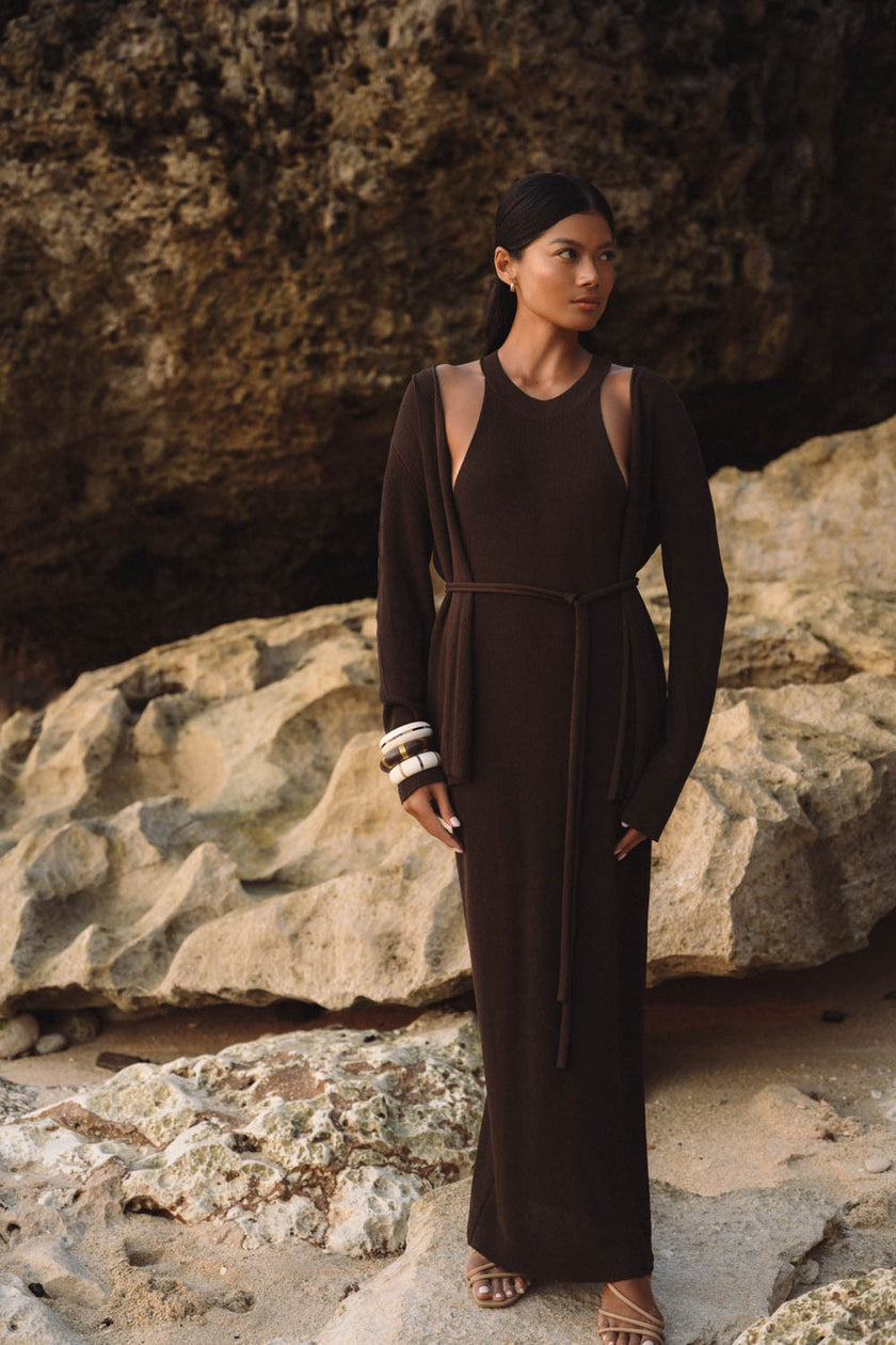 KHAYAL dress, dark chocolate