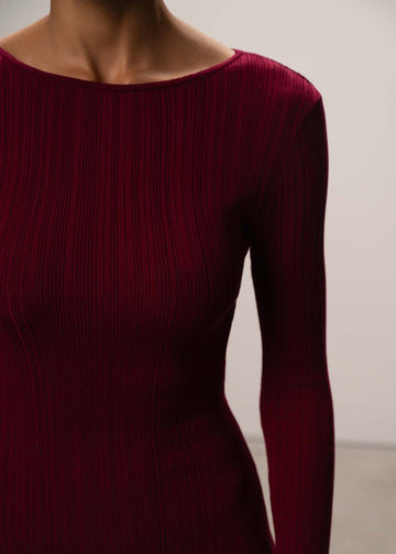 COTY ribbed knit dress, sangria