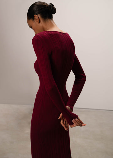 COTY ribbed knit dress, sangria