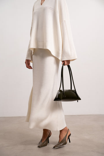 ANDREA merino wool skirt, white