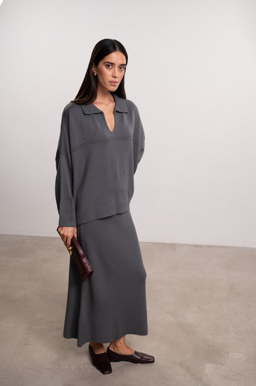 ANDREA merino wool skirt, graphite