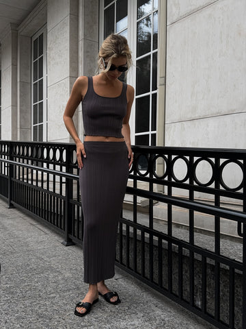 COTY ribbed knit skirt, ardesia