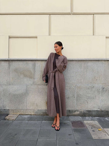 AMARA knitted merino wool Coat, mocha