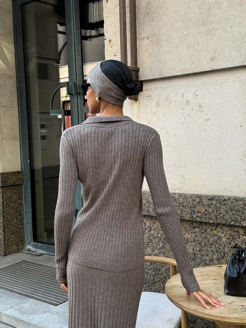 KIRA polo jumper, mocha