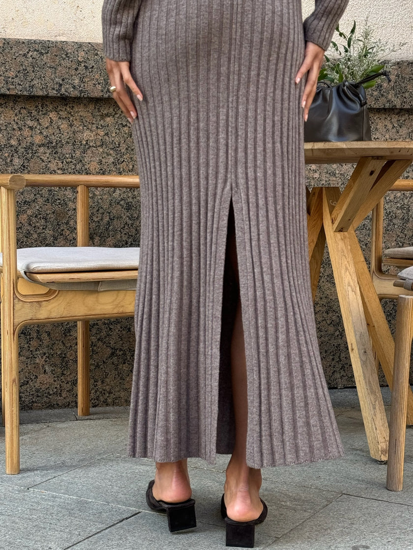 KIRA slit skirt, mocha