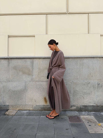 AMARA knitted merino wool Coat, mocha