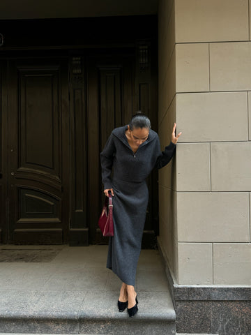 JONI side-slit skirt, anthracite