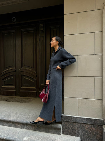 JONI side-slit skirt, anthracite
