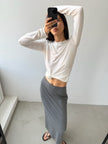 NARINA basic long sleeve top, gray melange