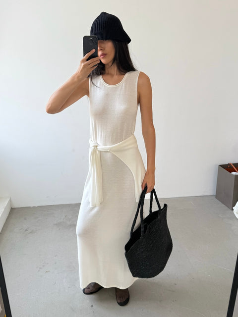 NARINA round-neck cashmere-blend dress, ivory